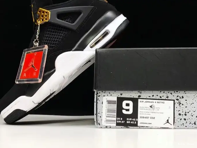 Bmlin Black Air Jordan 4 Gold-White Metallic Royalty 308497-032 0507